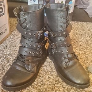 Black combat boots